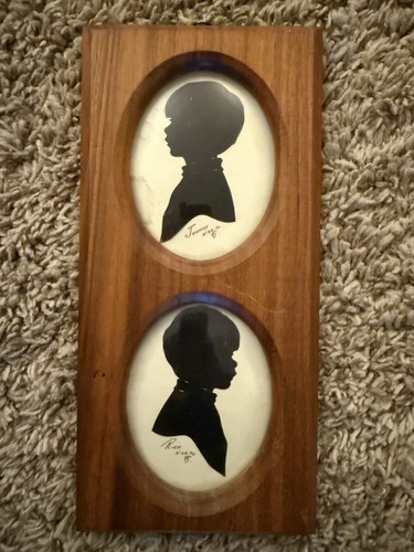 MCM Rothschild Giftwoods Walnut Bubble Glass Double Frame With Silhouettes - Picture 1 of 5
