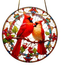 4pc Lot Cardinal Pair Mini 4" Acrylic Suncatcher Window Hanging Decor 4 Units