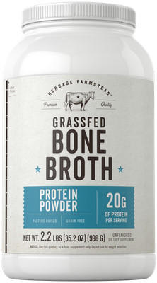 Bone Broth Protein Powder | Grass Fed 2.2lb | Unflavored | by Herbage Farmstead