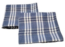 Ser Of 2 Blue Denim Color White Plaid Flannel Pillowcases. 20 X 30...