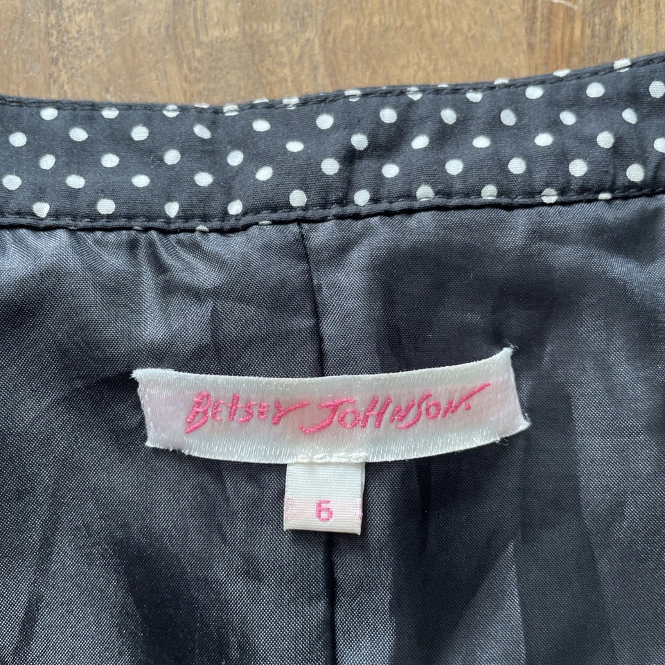 Mini Vestido Vintage Betsey Johnson Para Mujer Talla 6 Sin Mangas Lunares Volantes EE. UU. Foto 3 de 4