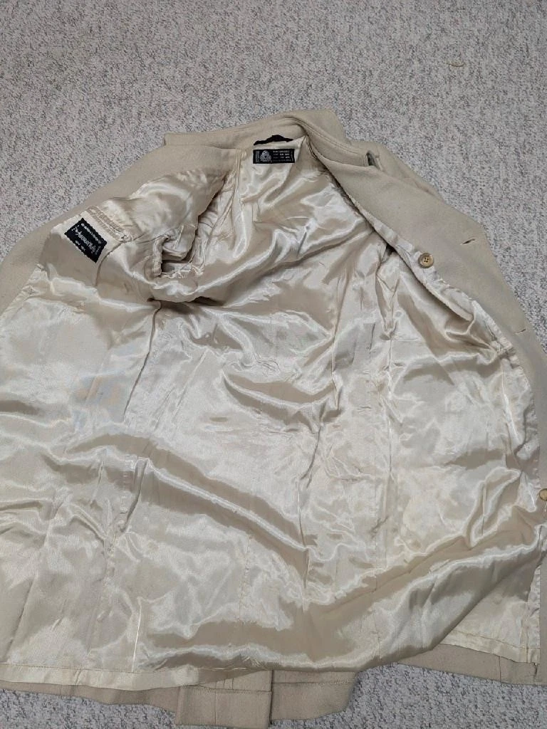 vintage OVERCOAT wool BELTED off-white 36 sherlock AMERICAN MALE slim XS image 6