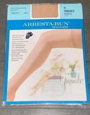 A7 NOS 80s ARRESTA-RUN GAYMODE THIGH HIGH STOCKINGS NYLON HOSIERY 9 SHORT SUNTAN