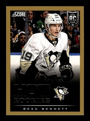 600. 2013-14 score . #597 Beau Bennett . Hot Rookies RC Gold border . PWE (C)