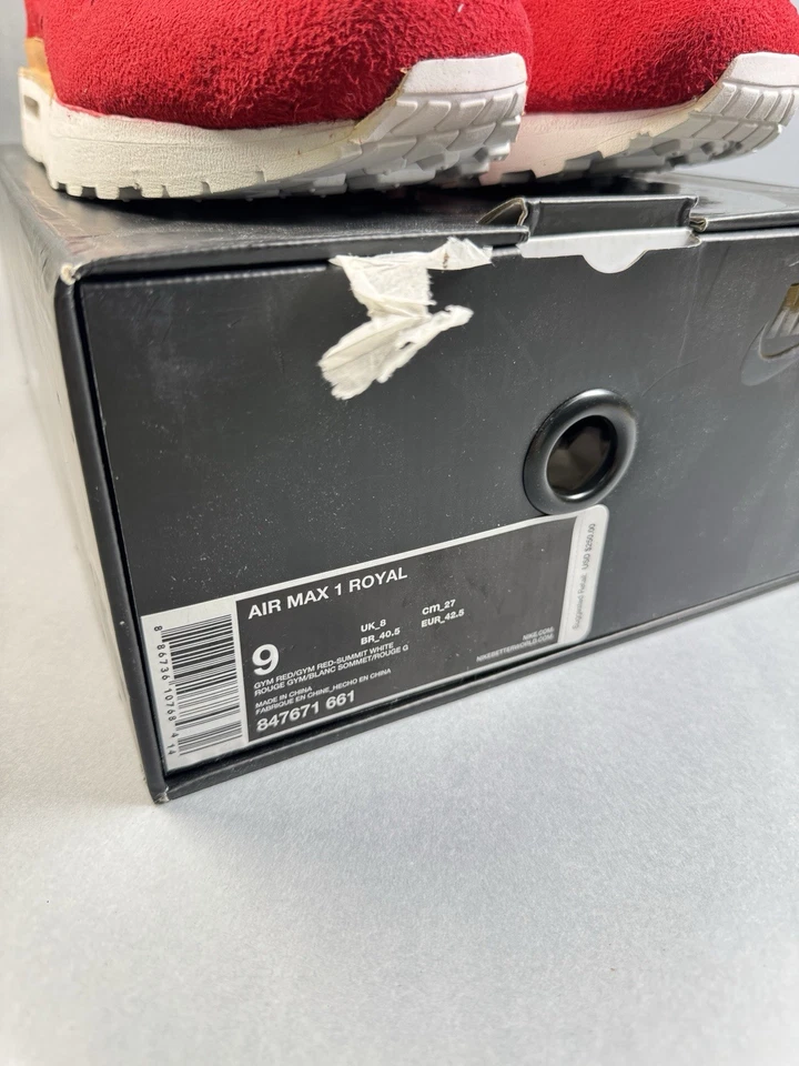 Nike Lab Air Max 1 Cuero Rojo Real Para Hombre Talla 9 Nuevo de Lote Antiguo Raro Foto 4 de 4