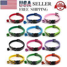 New Reflective Dog Collar Pet Cat Puppy Nylon Collar with Bell Neck Adjustable