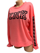 NWT VICTORIA'S SECRET BRIGHT PINK BOYFRIEND CREW SWEATSHIRT PULLOVER TOP MEDIUM