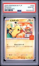PSA 10 Pikachu 020/M-P McDonalds Promo Japane...