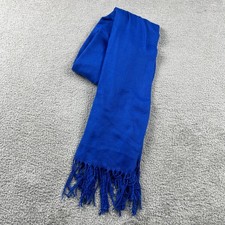 100 Cashmere Scarf Unisex OS Blue Fringe Tassel Pashmina Wrap