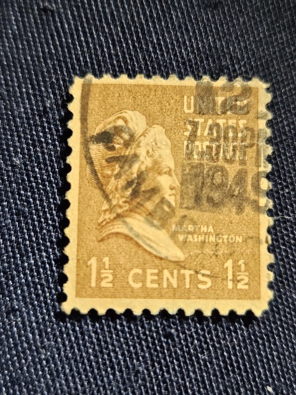 1938 Martha Washington Postage Stamps, 1 1/2 c Brown