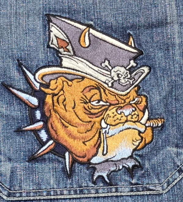 Vtg Y2K 90s JNCO Bulldog Jean Shorts Mens Sz 40 Denim Embroidered