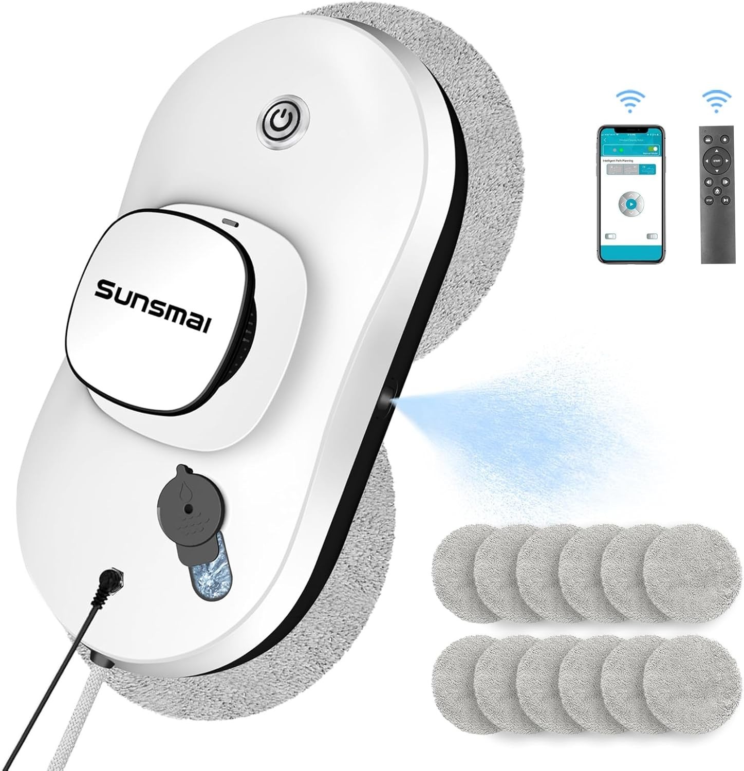Robot lave-vitre connecté intelligent avec réservoir d'eau pulvérisateur et télécommande IR