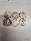 Lot of 6 ~ 1930's And  1940's Walking Liberty 90% Silver Half Dollars EXCELLENT