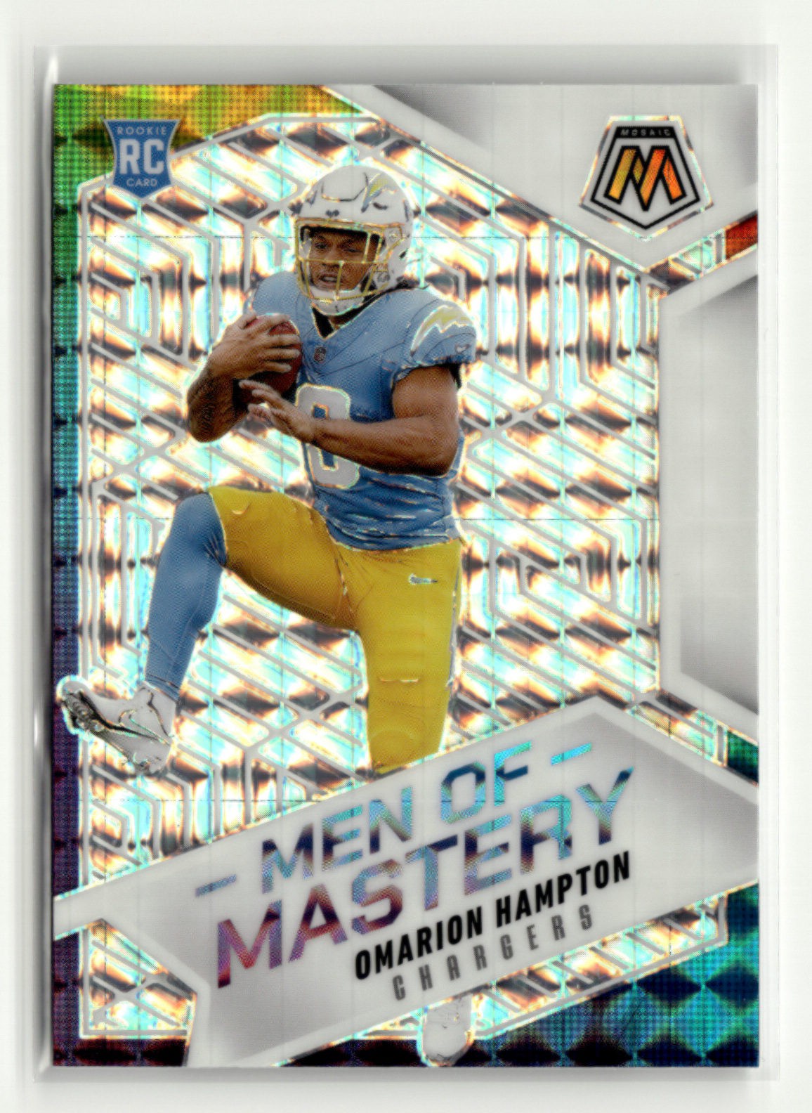 Omarion Hampton 2025 Panini Mosaic RC Silver Mosaic Men of Mastery [xlz103