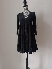 Sezane 100% Silk Tiered Mini Dress Gold Button Front V-Neck