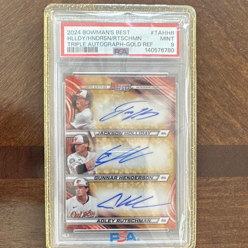 2024 Topps Triple Autographs Adley Rutschman, Gunnar Henderson, Jackson Holliday