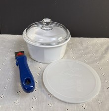 Princess House Nouveau 1 Qt Saucepan & Blue Acroflam Handle Plastic & Glass Lid
