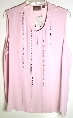 Kelly By Clinton Kelly Sleeveless Pink Top With Rhinestones XL 18 20 New NWT