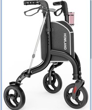 3 Wheel Walkers for Seniors, Foldable Wheeled Rollator w/ Cane Hold and Cup Hold