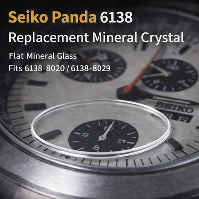 Seiko Panda 6138 Mineral Replacement Crystal   Fits 6138-8020 / 8029 Chronograph
