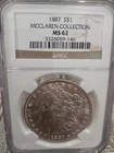 1887 Morgan Silver Dollar MS 62 McClaren Collection NGC Graded