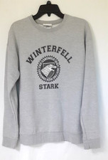 HBO Game of Thrones Mens Fleece Lined Winterfell Stark Sweatshirt Gray M