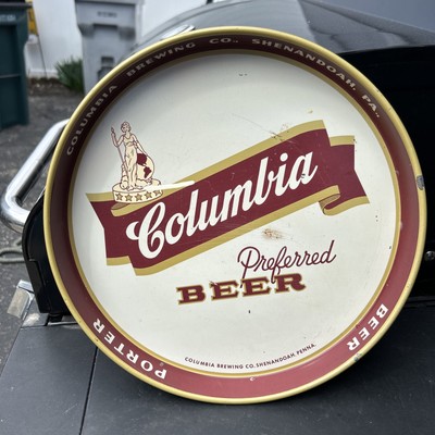 VTG COLUMBIA BEER 12'' METAL TRAY COLUMBIA BREWNG CO SHENANDOAH PA BAR MANCAVE