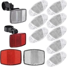 Bike Front and Rear Reflectors Kit, 12 PCS Bicycle Light Wheel Spoke Reflectors 