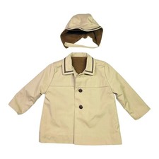 Vintage Millicent's of San Francisco 24M Boy's Button-Front Coat Hat Set Flaw