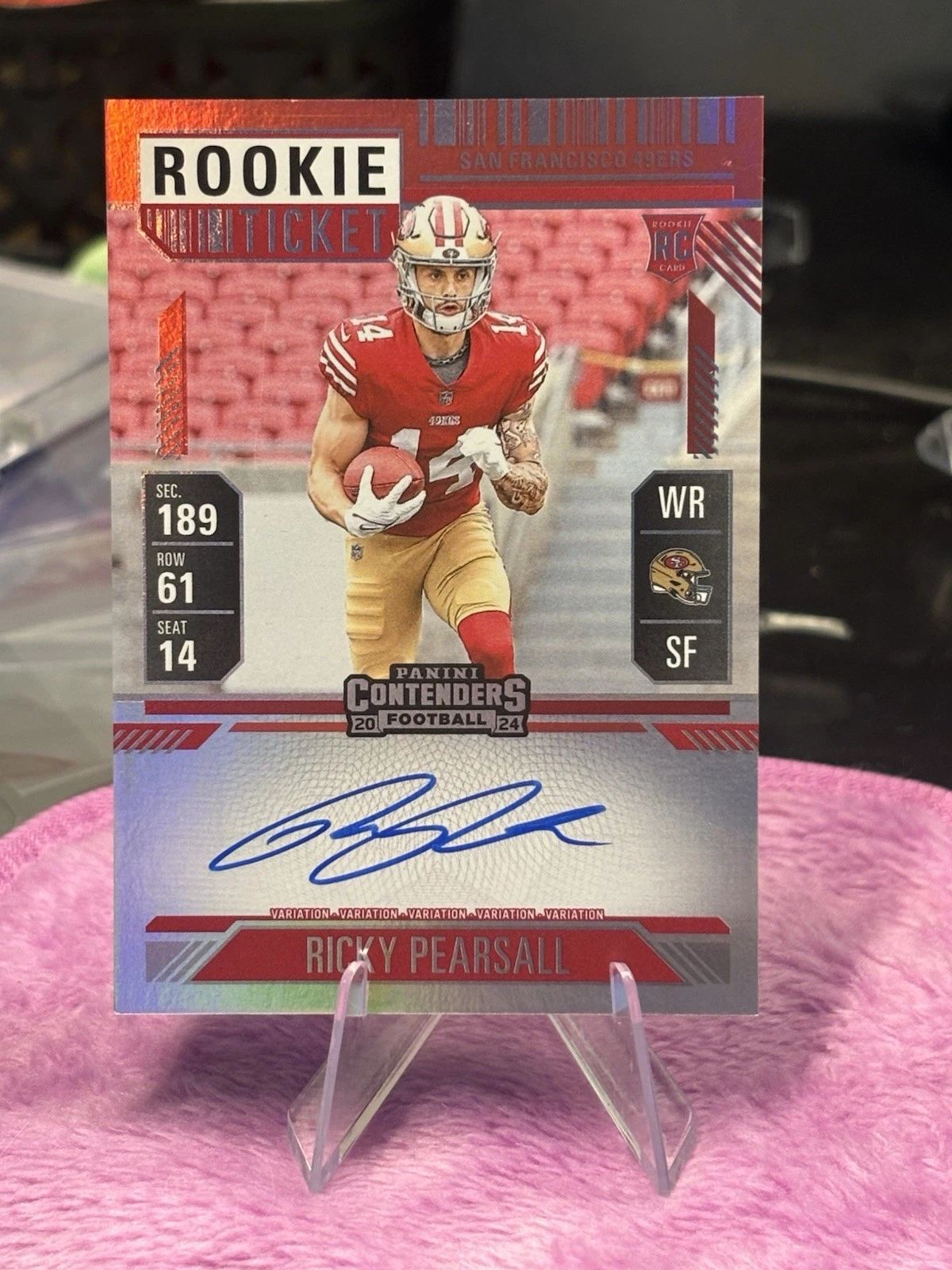Ricky Pearsall Panini Contenders #109 Variation-Autograph-Red Zone Ticket Fotl