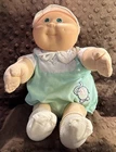 Vintage Cabbage Patch Kids Baby Doll Soft Body Green Romper Elephant Outfit