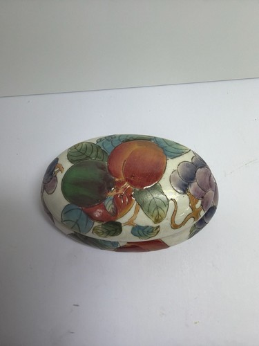 Vintage Toyo Hand Painted Porcelain Oval Fruit Trinket Box