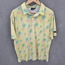 Sunday Swagger Shirt Mens XL Yellow Polo Pineapple Performance Stretch Golf