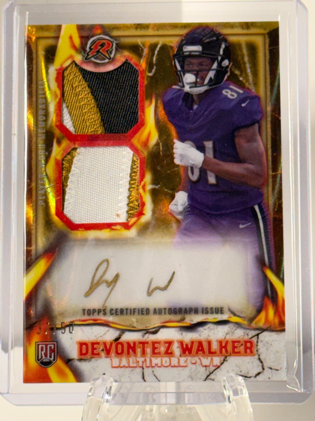 2024 Topps Resurgence Devontez Walker RC Gold Power Surge Patch Auto #d /50