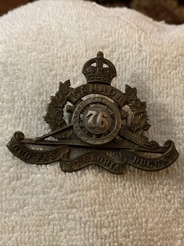 Early WW1 Canada Canadian Military Hat Cap Pin Badge 76th Overseas Field Battery