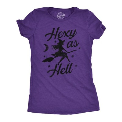 Womens Hexy As Hell T Shirt Funny Halloween Party  Witch Tee for Ladies
