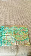 Teal Green Peach Paisley Pashmina Scarf Wrap ...
