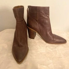 Franco Sarto Marmalade Heel Bootie Deep Brown Leather Women Sz 8.5 Boots