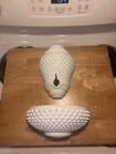 VTG Fenton Milk Glass 3-Piece Thumbprint Lavabo 4467 Fountain Wall Mount Planter