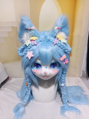 Fursuit Long haired Dog Fox Mascot Party Halloween Fur Cosplay(head)