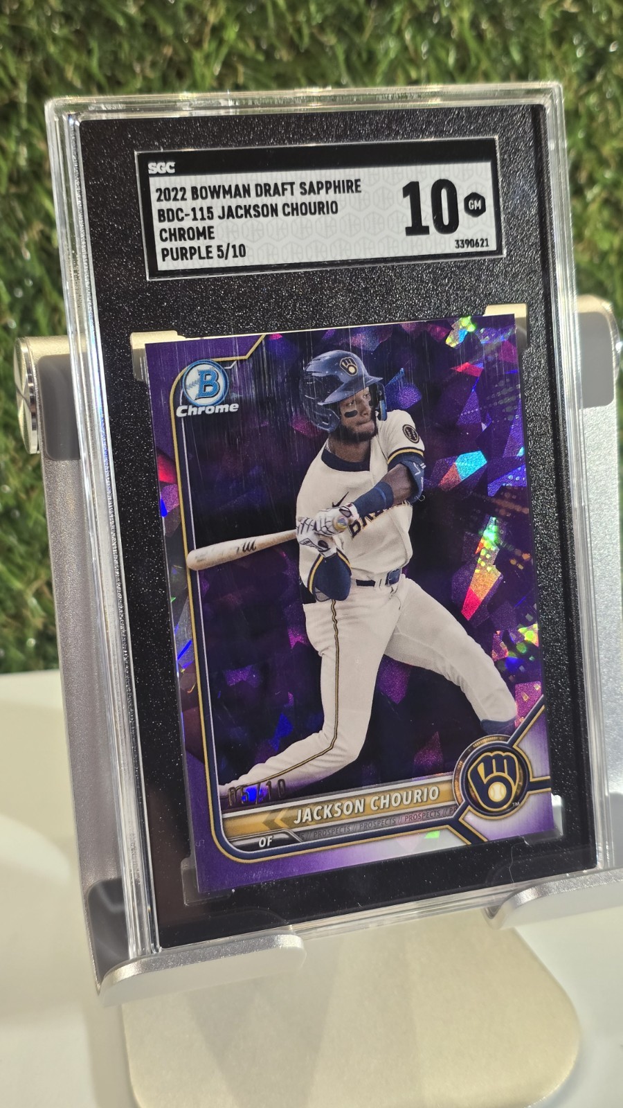 2022 Bowman Draft Chrome Jackson Chourio BDC-115 Purple Sapphire /10 SGC 10