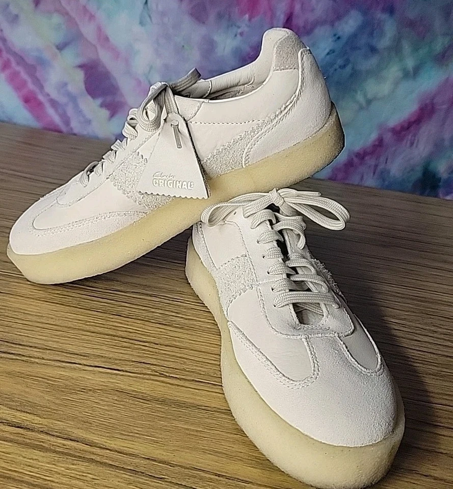 Clarks Tor 80 Off White Combination - Blanco/Crema, Gamuza, Suela de Crepé Mujer EE. UU. 10 Foto 2 de 4