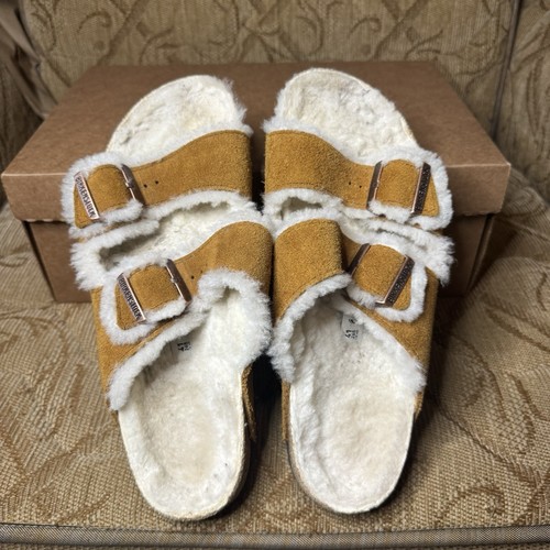 Birkenstock ZURICH Women 41 10 SUEDE Arizona Sandal SHEARLING Lined MINK