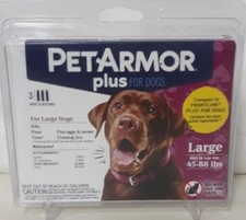 Pet Armor Plus For Large Dogs 45-88lbs 3 Applications New & Sealed