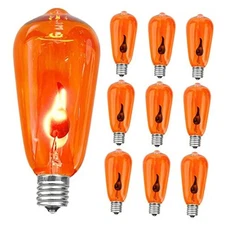 Halloween Flicker Flame Light Bulbs, ST40 Orange Replacement Clear Orange