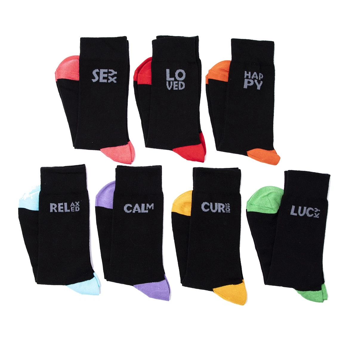 Biggdesign Mens Cotton 7-Pair Pack Patterned Socks, Ankle High Dress and Casual