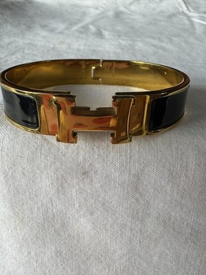 Hermes Clic H Bracelet Black and GOLD authentic 
