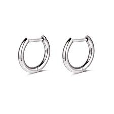 AOEDEJ G23 Titanium Hoop Earrings 18G Steel Gray Small huggie 8mm,