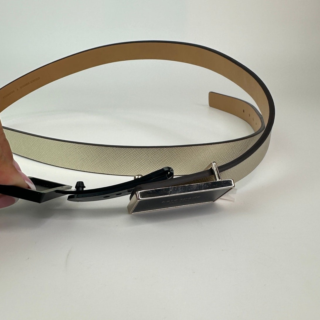 Kate Spade logo plaque belt Large, ( GOLD/BLACK/PALE POLISHED GOLD ) thumbnail 9