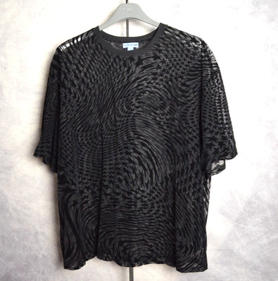 RARE Mugler x H&M ''Swirling Star'' Mesh T-Shirt Black Size XL Sheer Velvet